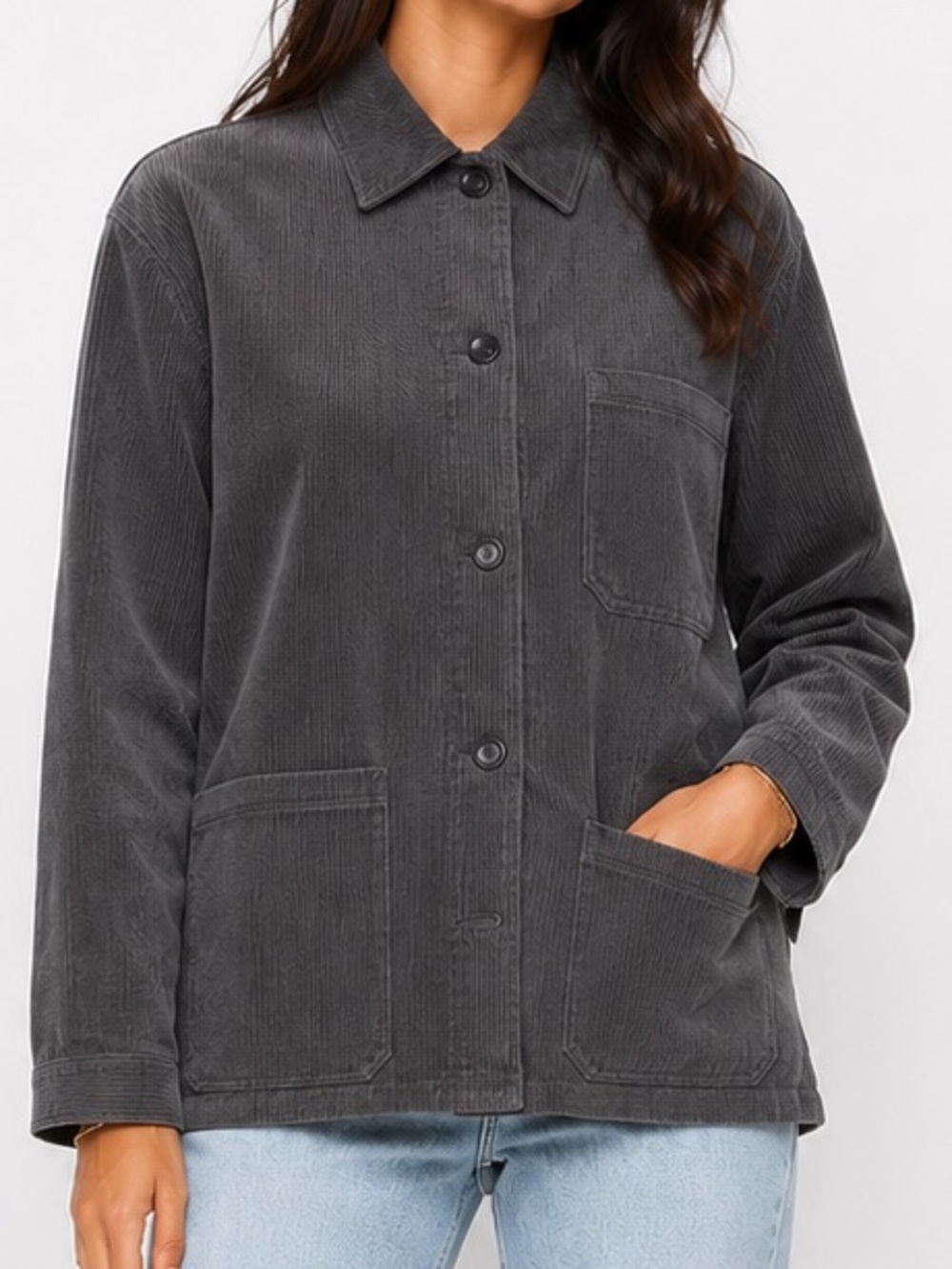 La Garconne Moderne - Women’s Corduroy Utility Work Chore Coat Jacket - Size L